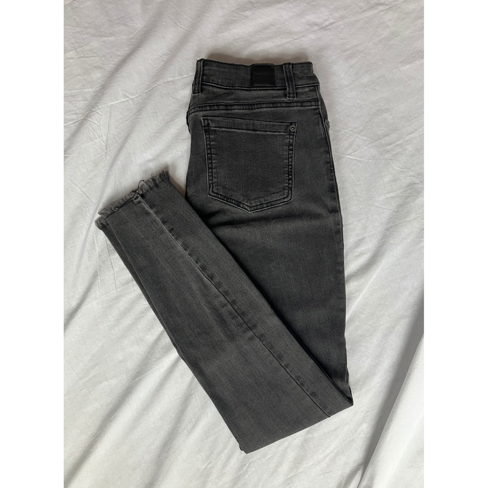 RVCA Womens Charcoal Grey Frayed Hem Skinny Jeans Size 27